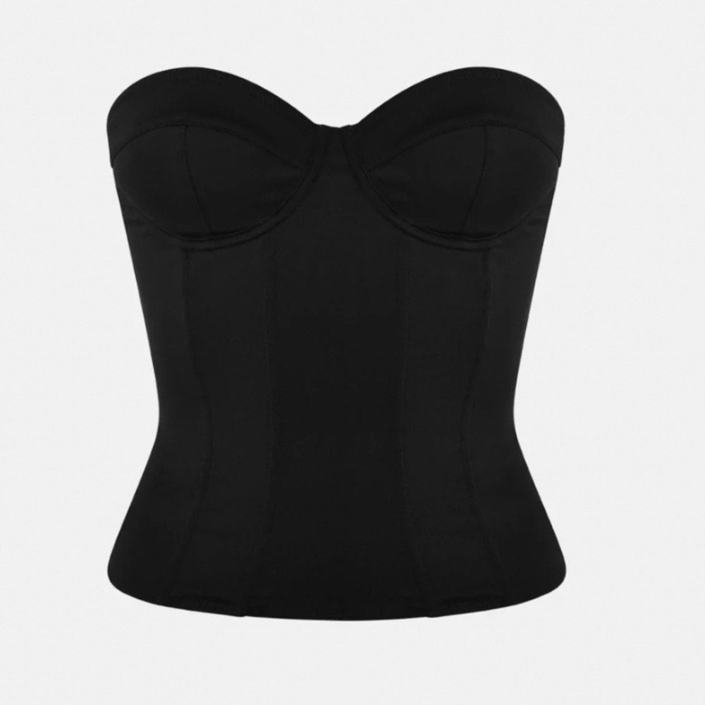 OW Collection Black Strapless Corset Top Sweetheart Underwire Bustier Small NEW